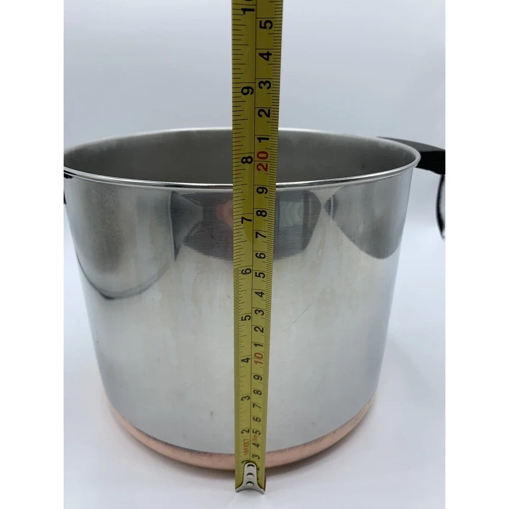 VTG Revere Ware Tall Copper Bottom 6 Qt Stock Pot Pre-1968 Double Ring NO LID